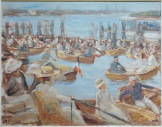 Zomeravond aan de Alster met bootvarenden